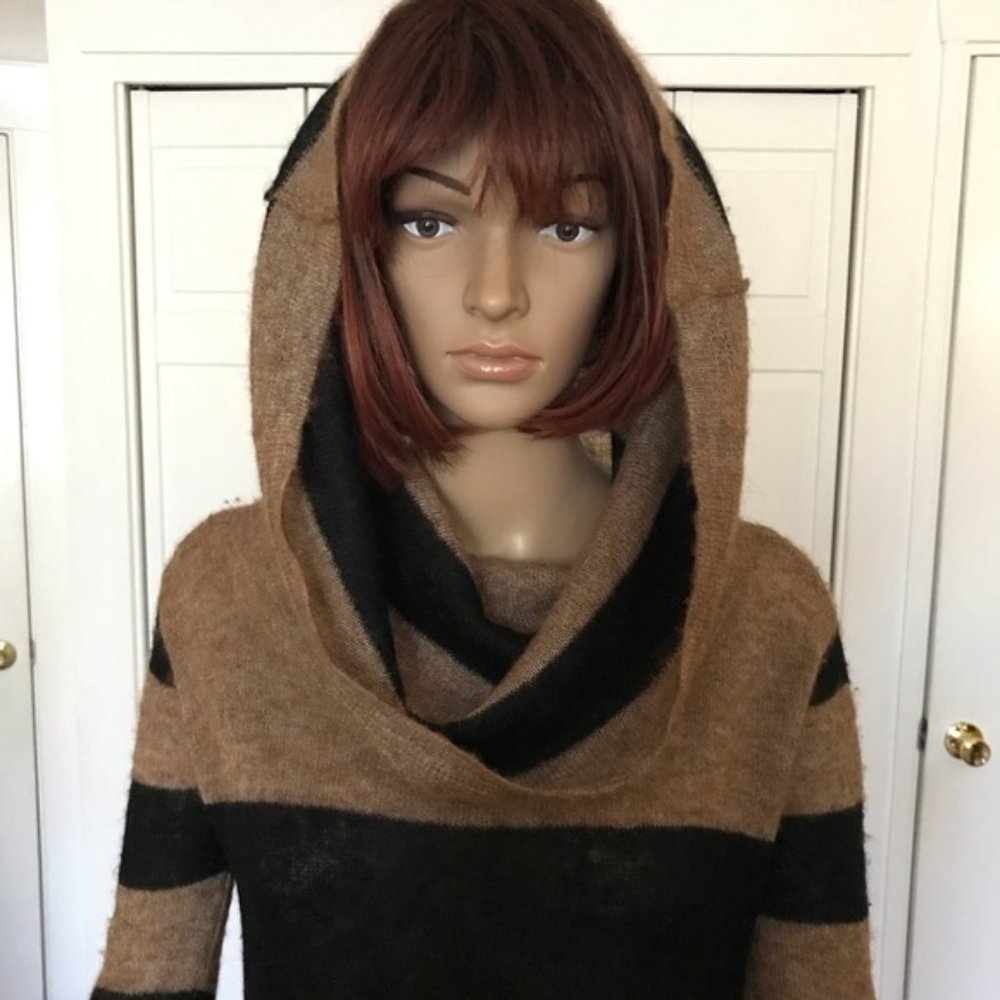 Free People Brown Lulu Rugby Stripe Cowl Neck Sweater - Picture 10 of 11